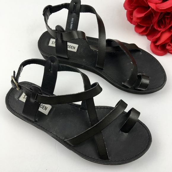 Steve Madden Shoes - STEVE MADDEN "Berkey" Black Strappy Sandals 6.5